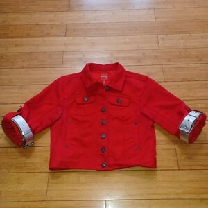 Highway Jeans Red Cropped Jean Jacket